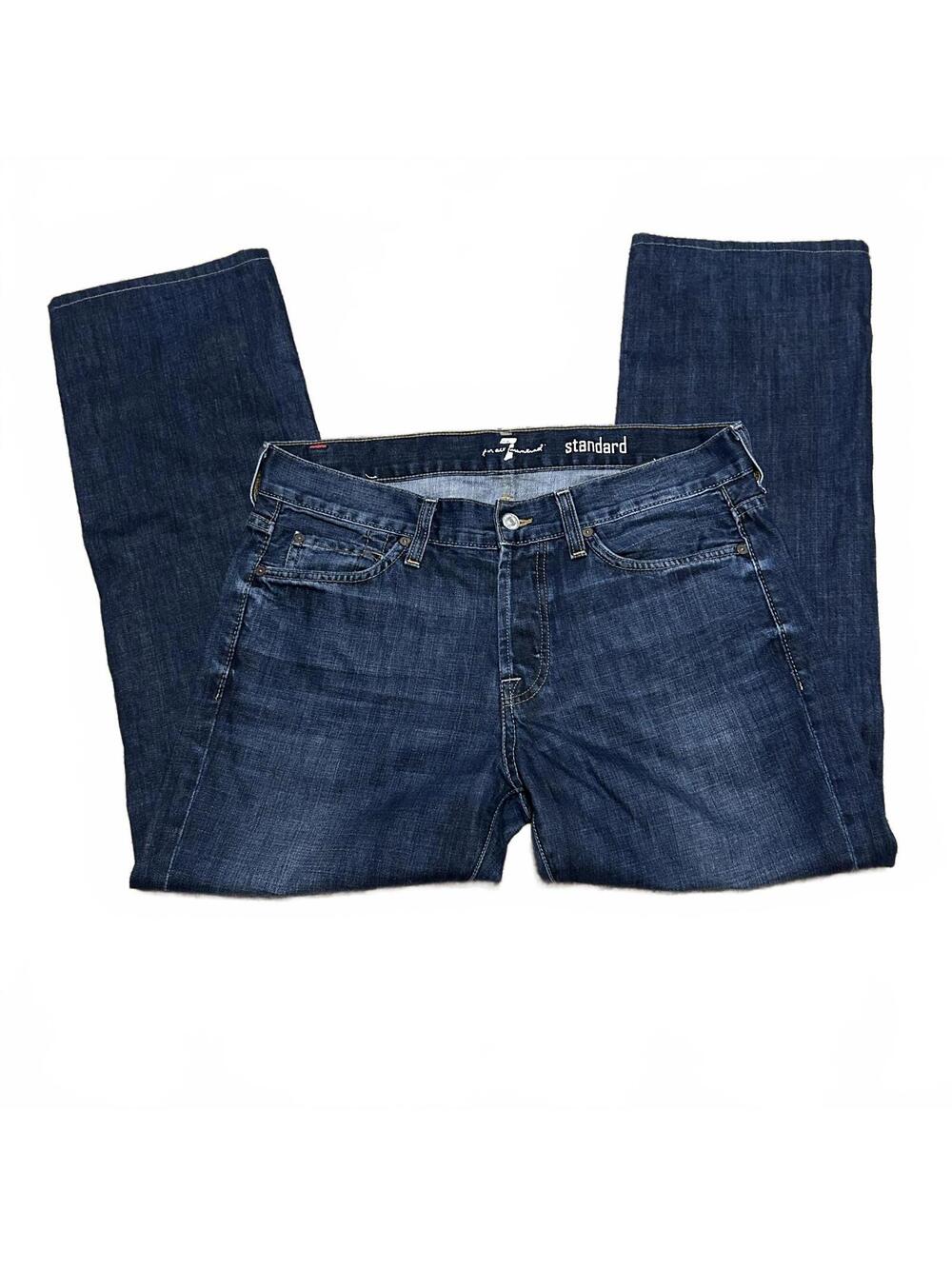 7FAM Standard Straight-leg Dark Wash Button Fly 33W x 29L